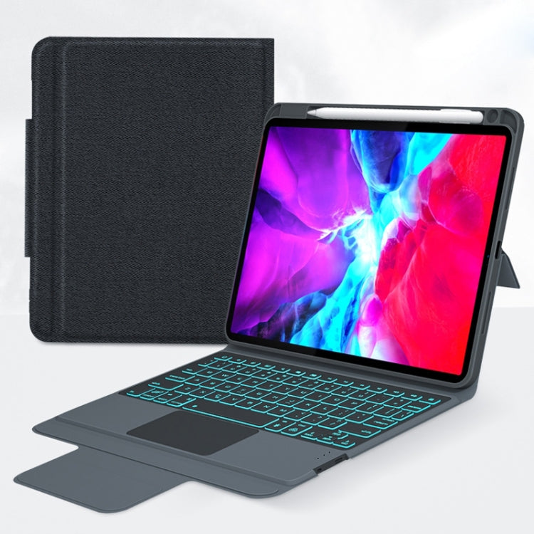 CM-11D Fabric TPU Ultra-thin Integrated Bluetooth Keyboard Leather Tablet Case with Pen Slot & Touchpad & 7-color Backlight for iPad Pro 11 inch 2020 / 2018