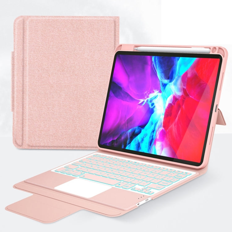 CM-11D Fabric TPU Ultra-thin Integrated Bluetooth Keyboard Leather Tablet Case with Pen Slot & Touchpad & 7-color Backlight for iPad Pro 11 inch 2020 / 2018