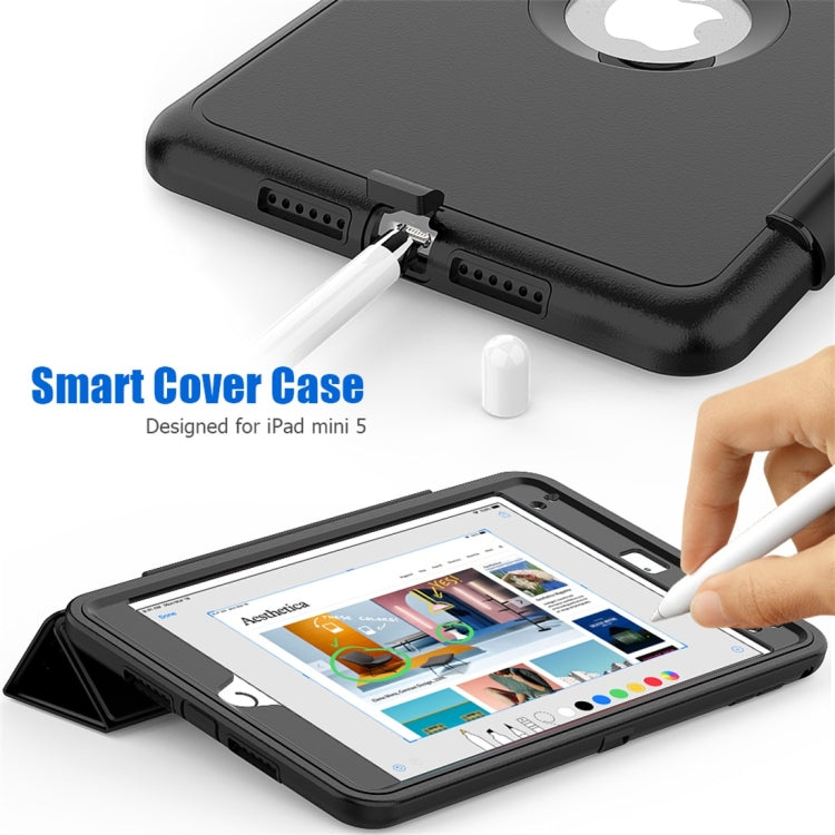 Magnetic Horizontal Flip Protective Case for iPad Mini 2019 / Mini 4, with Three-folding Holder & Sleep / Wake-up Function & Pen Slots