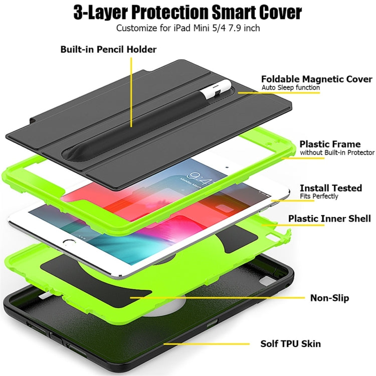 Magnetic Horizontal Flip Protective Case for iPad Mini 2019 / Mini 4, with Three-folding Holder & Sleep / Wake-up Function & Pen Slots