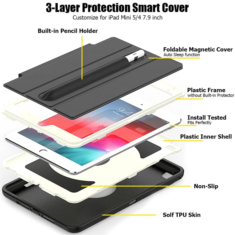 Magnetic Horizontal Flip Protective Case for iPad Mini 2019 / Mini 4, with Three-folding Holder & Sleep / Wake-up Function & Pen Slots