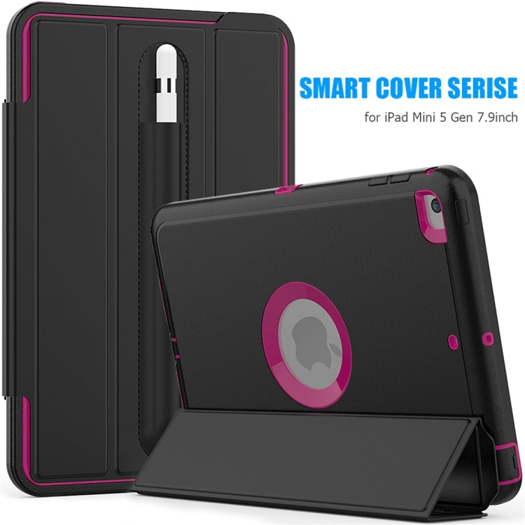Magnetic Horizontal Flip Protective Case for iPad Mini 2019 / Mini 4, with Three-folding Holder & Sleep / Wake-up Function & Pen Slots