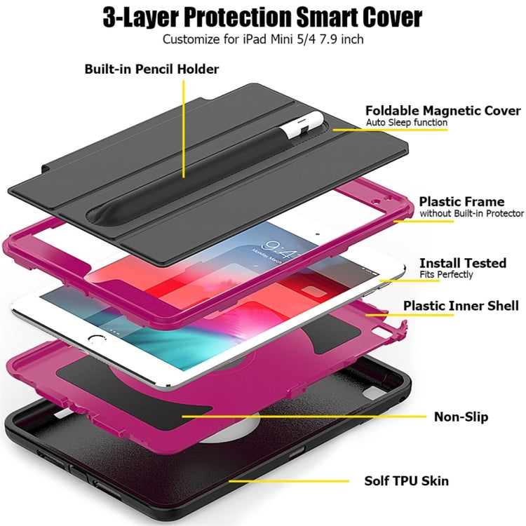 Magnetic Horizontal Flip Protective Case for iPad Mini 2019 / Mini 4, with Three-folding Holder & Sleep / Wake-up Function & Pen Slots