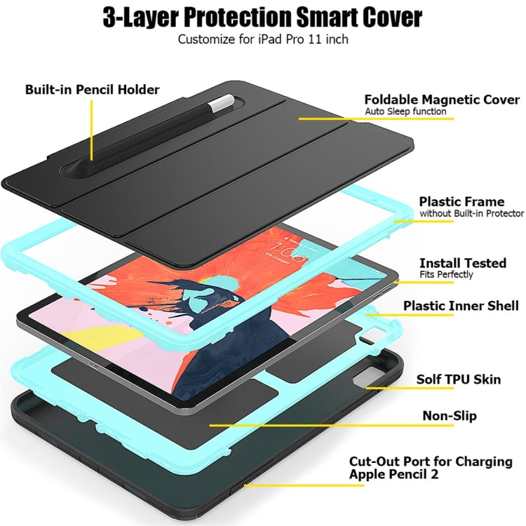 Magnetic Horizontal Flip Protective Case for iPad Pro 11 inch (2018), with Three-folding Holder & Sleep / Wake-up Function & Pen Slots
