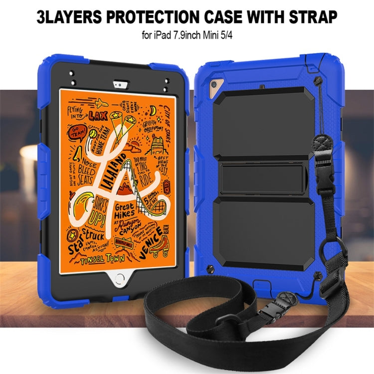 Shockproof PC + Silica Gel Protective Case for iPad Mini 2019 / Mini 4, with Holder & Shoulder Strap
