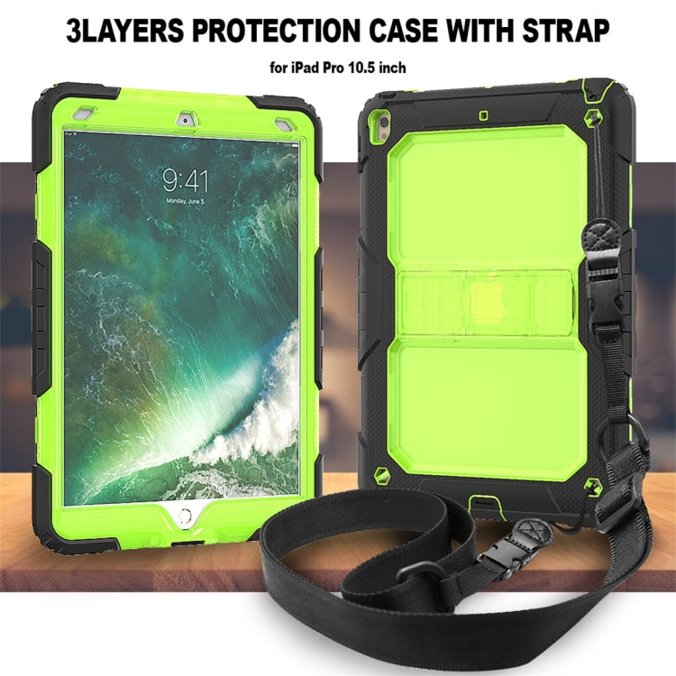 Shockproof Transparent PC + Silica Gel Protective Case for iPad Air (2019), with Holder & Shoulder Strap