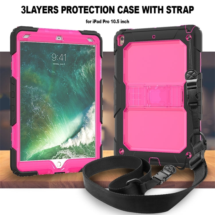 Shockproof Transparent PC + Silica Gel Protective Case for iPad Air (2019), with Holder & Shoulder Strap