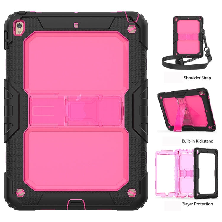Shockproof Transparent PC + Silica Gel Protective Case for iPad Air (2019), with Holder & Shoulder Strap