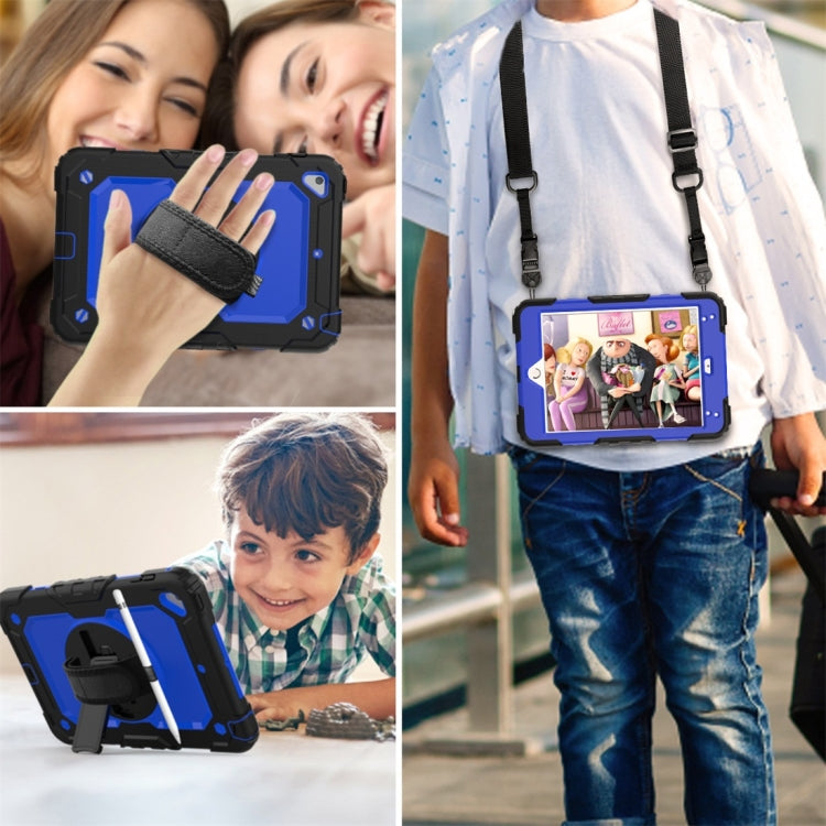 Shockproof Black Silica Gel + Colorful PC Protective Case for iPad Mini 2019 / Mini 4, with Holder & Shoulder Strap & Hand Strap & Pen Slot