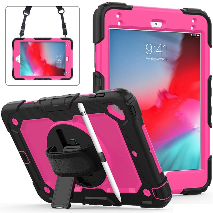 Shockproof Black Silica Gel + Colorful PC Protective Case for iPad Mini 2019 / Mini 4, with Holder & Shoulder Strap & Hand Strap & Pen Slot