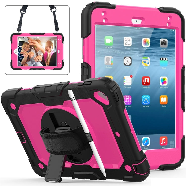 Shockproof Black Silica Gel + Colorful PC Protective Case for iPad Mini 2019 / Mini 4, with Holder & Shoulder Strap & Hand Strap & Pen Slot