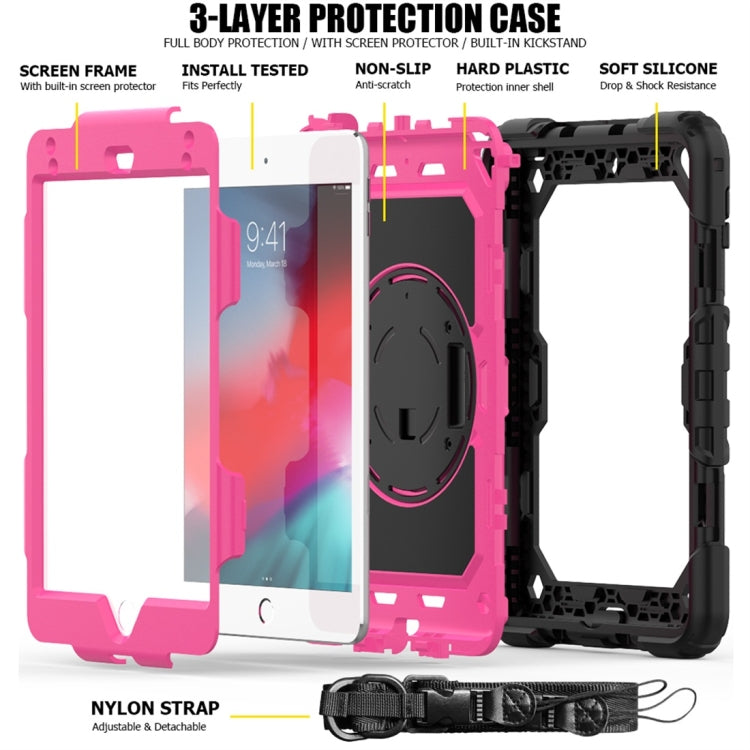 Shockproof Black Silica Gel + Colorful PC Protective Case for iPad Mini 2019 / Mini 4, with Holder & Shoulder Strap & Hand Strap & Pen Slot
