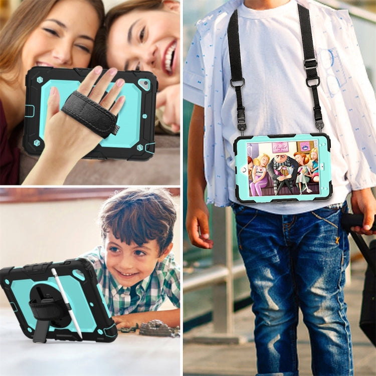 Shockproof Black Silica Gel + Colorful PC Protective Case for iPad Mini 2019 / Mini 4, with Holder & Shoulder Strap & Hand Strap & Pen Slot