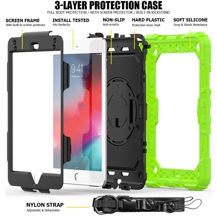 Shockproof Colorful Silica Gel + PC Protective Case for iPad Mini 2019 / Mini 4, with Holder & Shoulder Strap & Hand Strap & Pen Slot