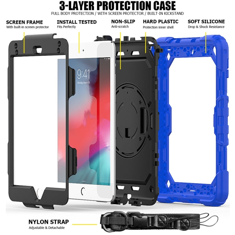 Shockproof Colorful Silica Gel + PC Protective Case for iPad Mini 2019 / Mini 4, with Holder & Shoulder Strap & Hand Strap & Pen Slot