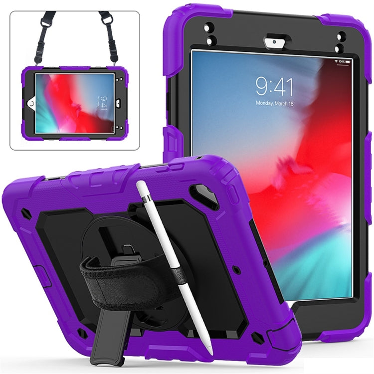 Shockproof Colorful Silica Gel + PC Protective Case for iPad Mini 2019 / Mini 4, with Holder & Shoulder Strap & Hand Strap & Pen Slot