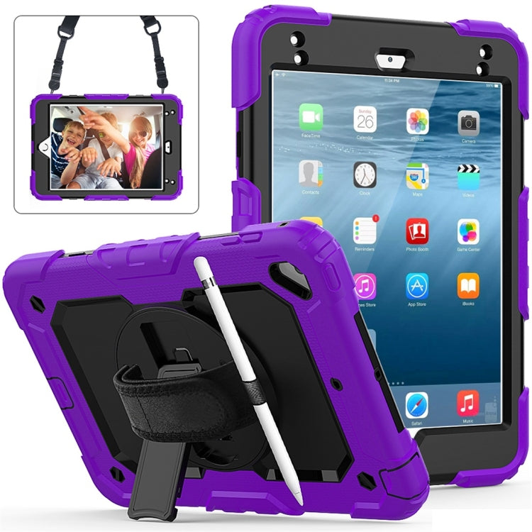 Shockproof Colorful Silica Gel + PC Protective Case for iPad Mini 2019 / Mini 4, with Holder & Shoulder Strap & Hand Strap & Pen Slot