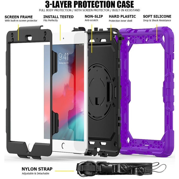 Shockproof Colorful Silica Gel + PC Protective Case for iPad Mini 2019 / Mini 4, with Holder & Shoulder Strap & Hand Strap & Pen Slot