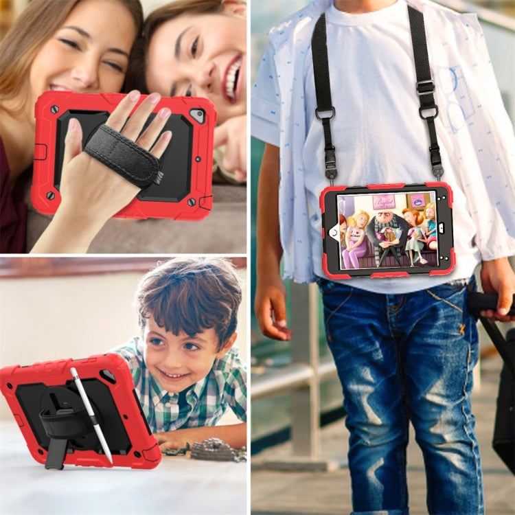Shockproof Colorful Silica Gel + PC Protective Case for iPad Mini 2019 / Mini 4, with Holder & Shoulder Strap & Hand Strap & Pen Slot