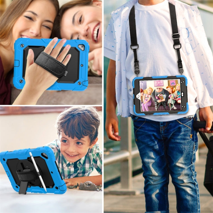Shockproof Colorful Silica Gel + PC Protective Case for iPad Mini 2019 / Mini 4, with Holder & Shoulder Strap & Hand Strap & Pen Slot