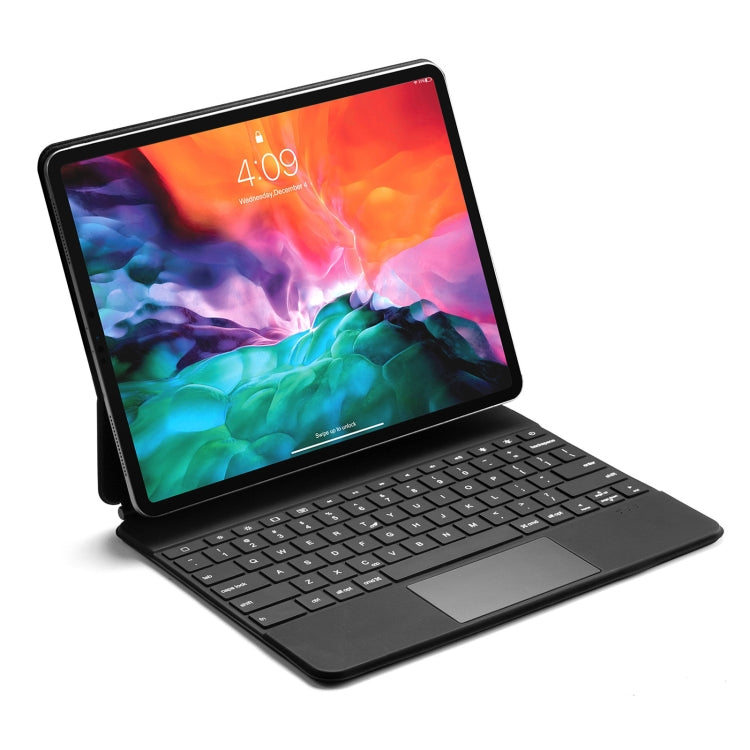 P129 Pro Ultra-thin Detachable Bluetooth Keyboard Leather Tablet Case with Touchpad & White Backlight for iPad Pro 12.9 inch 2021 / 2020 / 2018 / 2017(Black)
