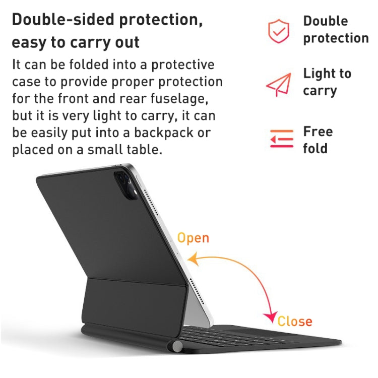T89 Magic Suspended Bluetooth Keyboard Leather Case For iPad Pro 12.9 2022 / 2021 / 2020 / 2018(Black)