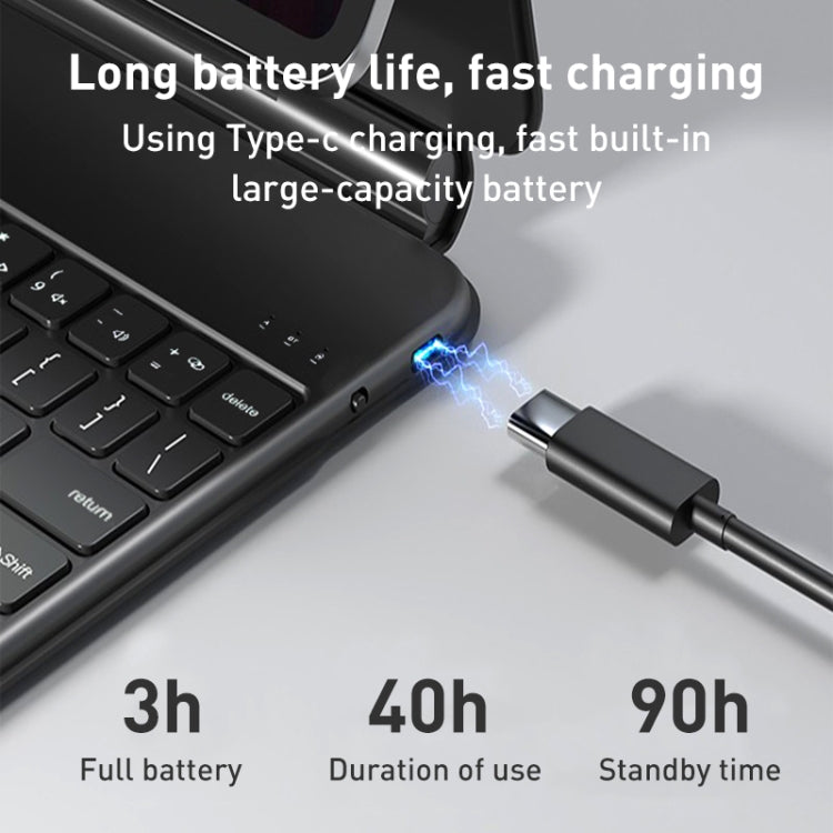 T89 Magic Suspended Bluetooth Keyboard Leather Case For iPad Pro 12.9 2022 / 2021 / 2020 / 2018(Black)