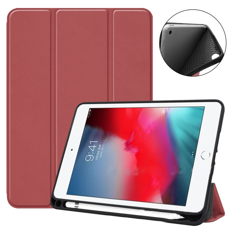 Ultrathin Shockproof Smart Horizontal Flip Leather Case for iPad Mini (2019) / iPad Mini 4, with Sleep / Wake-up Function & Three-folding Holder & Pen Slot