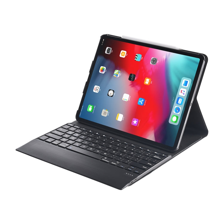 1298B For iPad Pro 12.9 inch ï¼ˆ2018ï¼‰ Lambskin Texture Detachable Plastic Bluetooth Keyboard Leather Tablet Case with Stand & Pen Slot Function(Black)