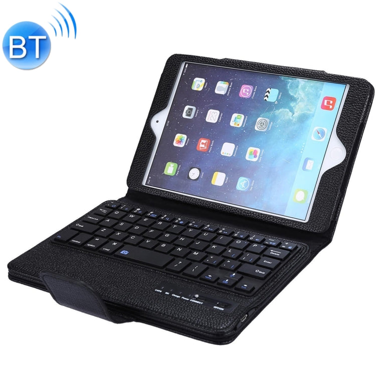 SPM01 For iPad mini 5 / 4 / 3 / 2 / 1 Litchi Texture Detachable Plastic Bluetooth Keyboard Leather Tablet Case with Stand Function