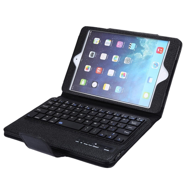 SPM01 For iPad mini 5 / 4 / 3 / 2 / 1 Litchi Texture Detachable Plastic Bluetooth Keyboard Leather Tablet Case with Stand Function