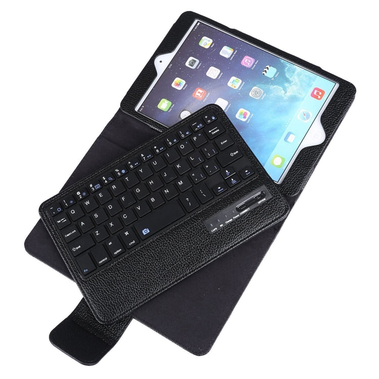 SPM01 For iPad mini 5 / 4 / 3 / 2 / 1 Litchi Texture Detachable Plastic Bluetooth Keyboard Leather Tablet Case with Stand Function