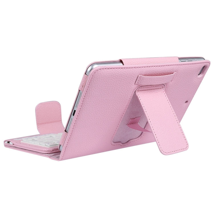 SPM01 For iPad mini 5 / 4 / 3 / 2 / 1 Litchi Texture Detachable Plastic Bluetooth Keyboard Leather Tablet Case with Stand Function