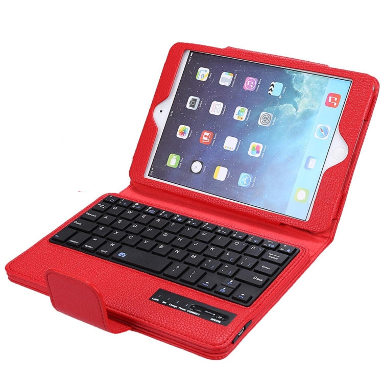 SPM01 For iPad mini 5 / 4 / 3 / 2 / 1 Litchi Texture Detachable Plastic Bluetooth Keyboard Leather Tablet Case with Stand Function