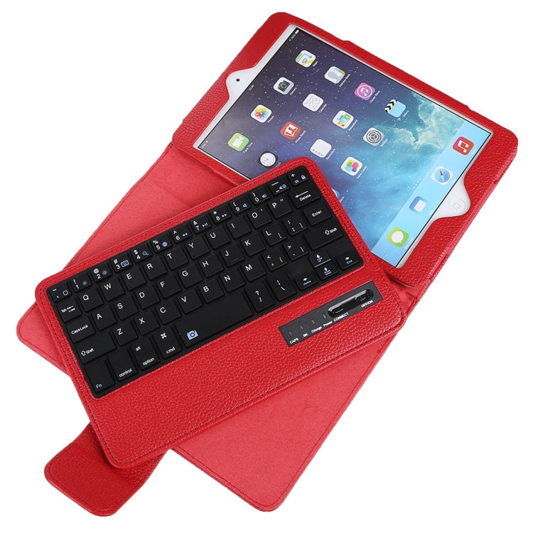 SPM01 For iPad mini 5 / 4 / 3 / 2 / 1 Litchi Texture Detachable Plastic Bluetooth Keyboard Leather Tablet Case with Stand Function