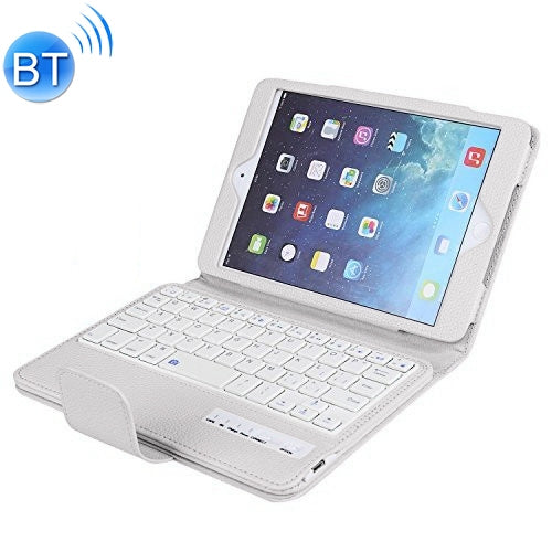 SPM01 For iPad mini 5 / 4 / 3 / 2 / 1 Litchi Texture Detachable Plastic Bluetooth Keyboard Leather Tablet Case with Stand Function