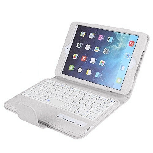 SPM01 For iPad mini 5 / 4 / 3 / 2 / 1 Litchi Texture Detachable Plastic Bluetooth Keyboard Leather Tablet Case with Stand Function