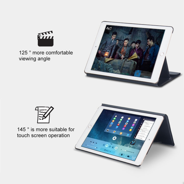 MZ1048 For iPad Air 2 & Air 1 / Pro 9.7 inch & 2017 iPad & 2018 iPad Ultra-thin One-piece Plastic Bluetooth Keyboard Leather Tablet Case with Stand Function