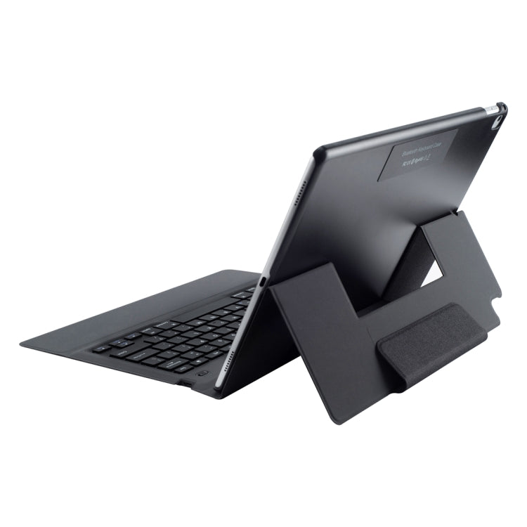 T129 For iPad Pro 12.9 inch (2017) / (2015) Ultra-thin One-piece Plastic Bluetooth Keyboard Leather Tablet Case with Stand Function (Black)