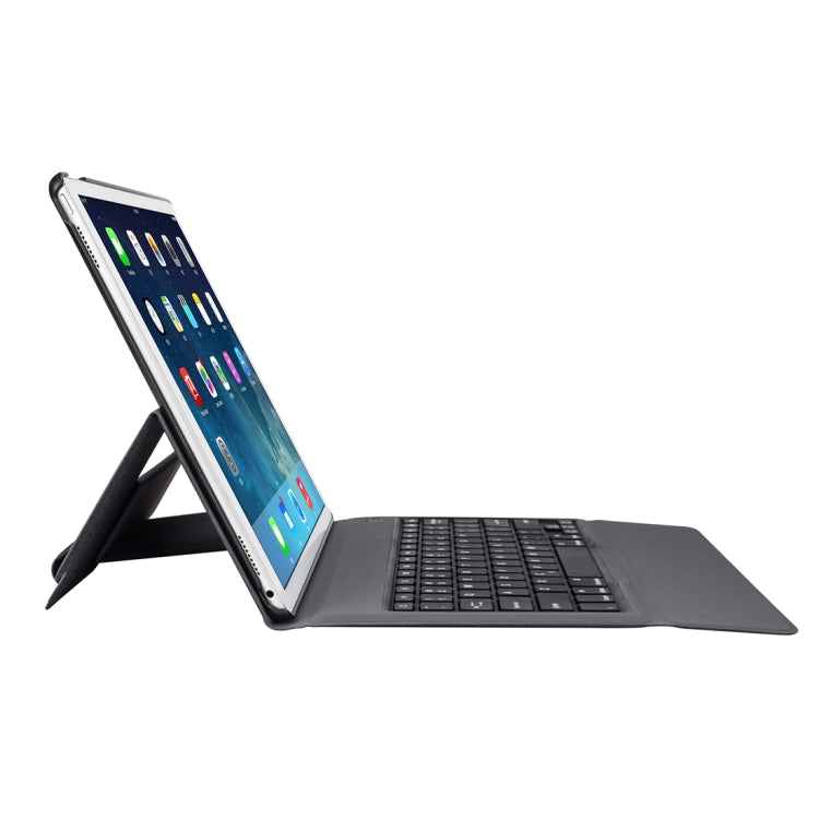 T129 For iPad Pro 12.9 inch (2017) / (2015) Ultra-thin One-piece Plastic Bluetooth Keyboard Leather Tablet Case with Stand Function (Black)