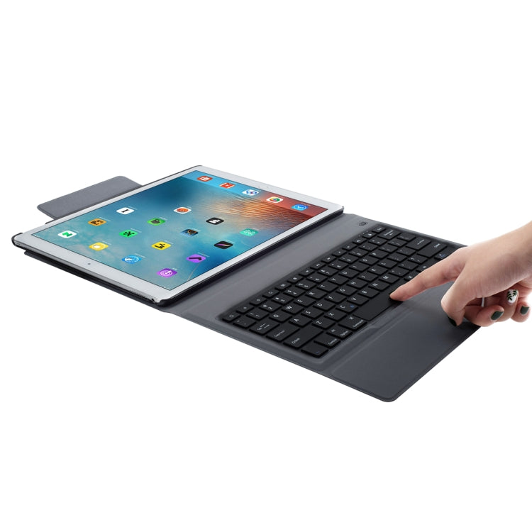T129 For iPad Pro 12.9 inch (2017) / (2015) Ultra-thin One-piece Plastic Bluetooth Keyboard Leather Tablet Case with Stand Function (Black)
