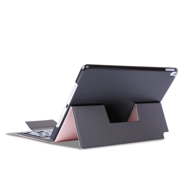 T1095 For iPad Pro 10.5 inch / Air 10.5 inch Ultra-thin One-piece Plastic Bluetooth Keyboard Leather Tablet Case with Stand Function (Rose Gold)