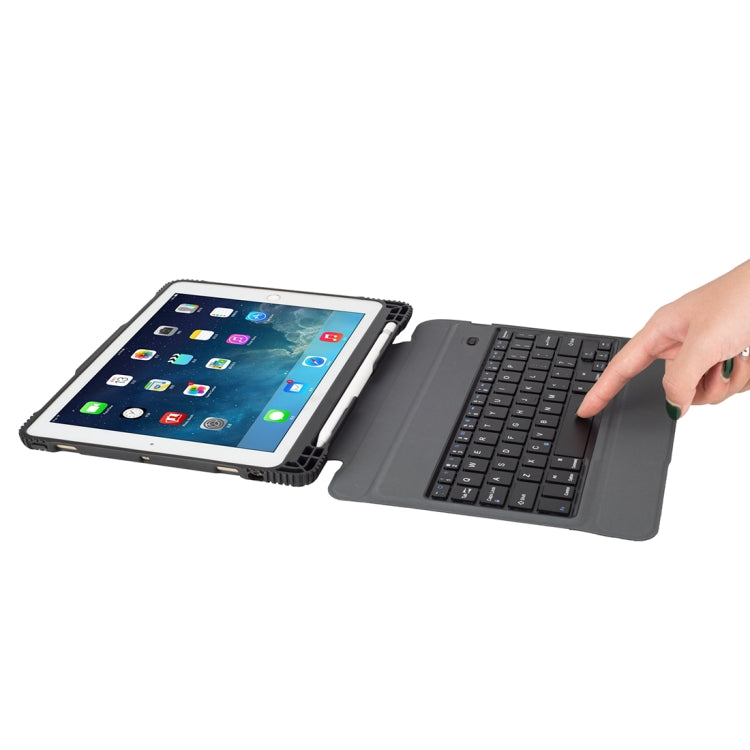 TC105 For iPad Pro 10.5 inch / Air 10.5 inch Detachable Ultra-thin Full Tablet Caseage Drop-proof Plastic Bluetooth Keyboard Leather Tablet Case with Pen Slot & Stand Function (Black)