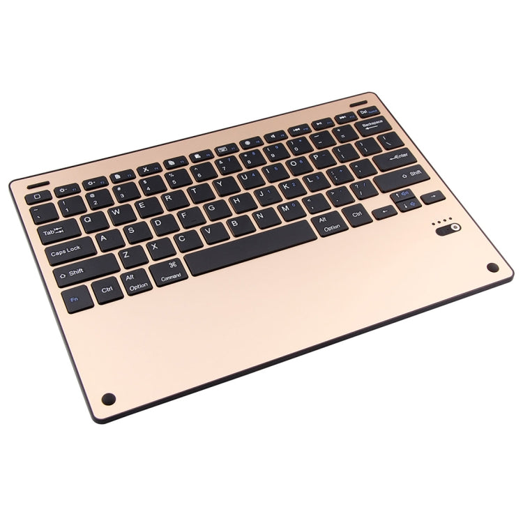 1098B For iPad Pro 12.9 inch (2017) / (2015) Lambskin Texture Detachable Aluminum Alloy Bluetooth Keyboard Leather Tablet Case with Stand Function(Gold)