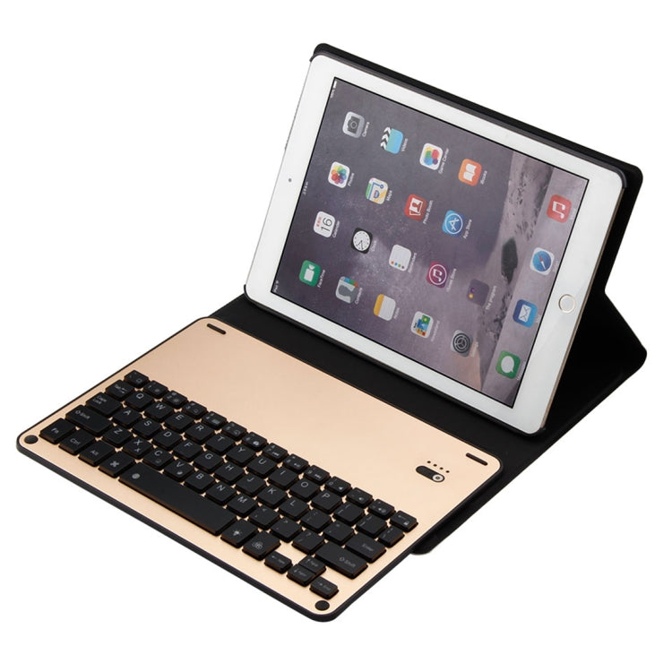 1039D For iPad Pro 10.5 inch & iPad Air 10.5 inch Backlight Version Lambskin Texture Detachable Aluminum Alloy Bluetooth Keyboard Leather Tablet Case with Stand Function(Gold)
