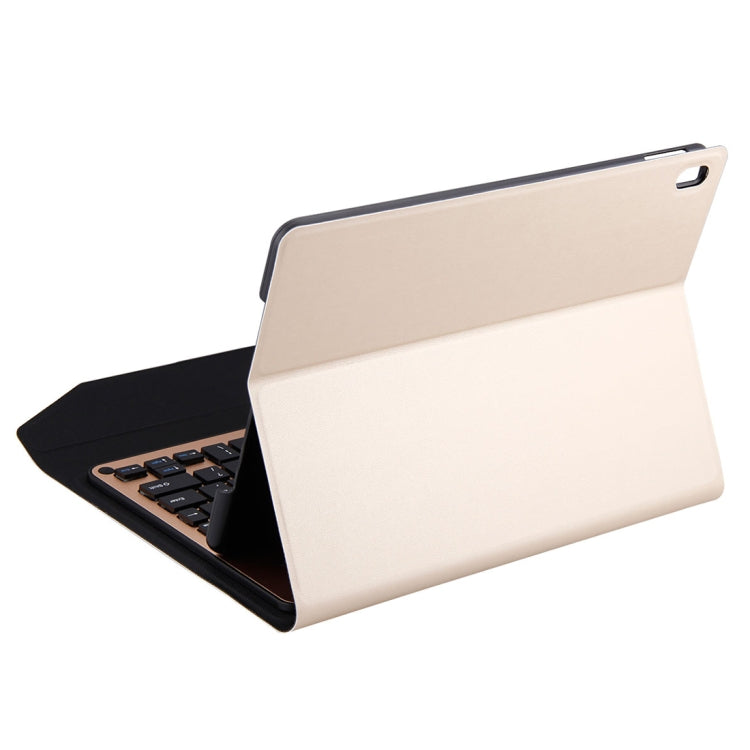 1039D For iPad Pro 10.5 inch & iPad Air 10.5 inch Backlight Version Lambskin Texture Detachable Aluminum Alloy Bluetooth Keyboard Leather Tablet Case with Stand Function(Gold)