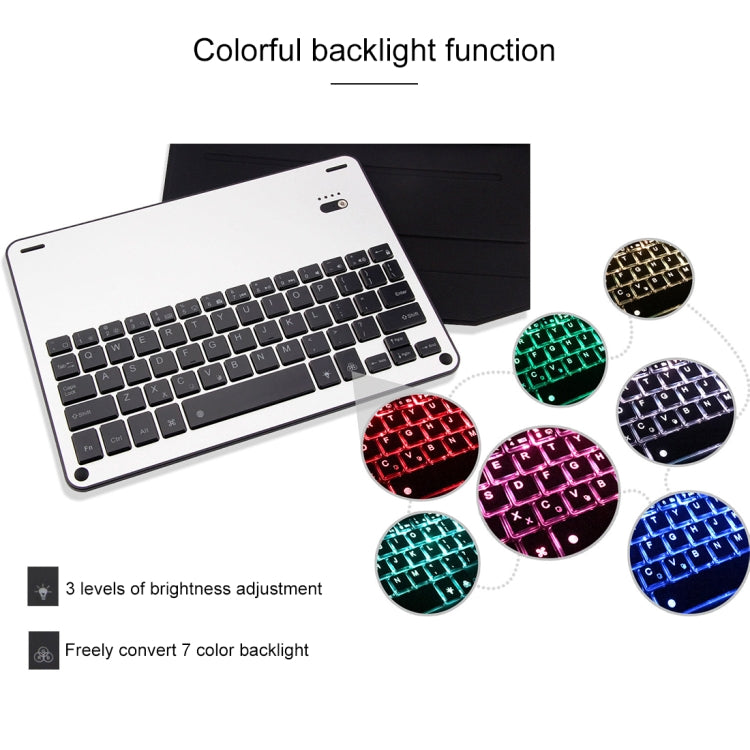 1039D For iPad Pro 10.5 inch & iPad Air 10.5 inch Backlight Version Lambskin Texture Detachable Aluminum Alloy Bluetooth Keyboard Leather Tablet Case with Stand Function(Gold)