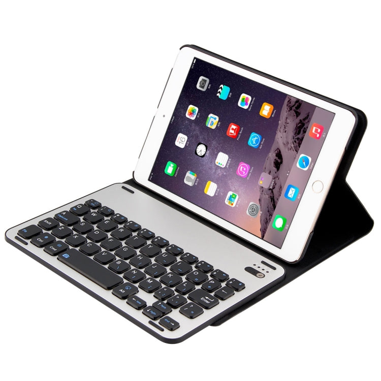 FT1008 For iPad mini 3 / 2 / 1 Lambskin Texture Detachable Aluminum Alloy Bluetooth Keyboard Leather Tablet Case with Stand Function
