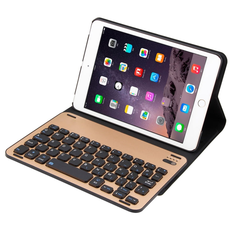 FT1008 For iPad mini 3 / 2 / 1 Lambskin Texture Detachable Aluminum Alloy Bluetooth Keyboard Leather Tablet Case with Stand Function