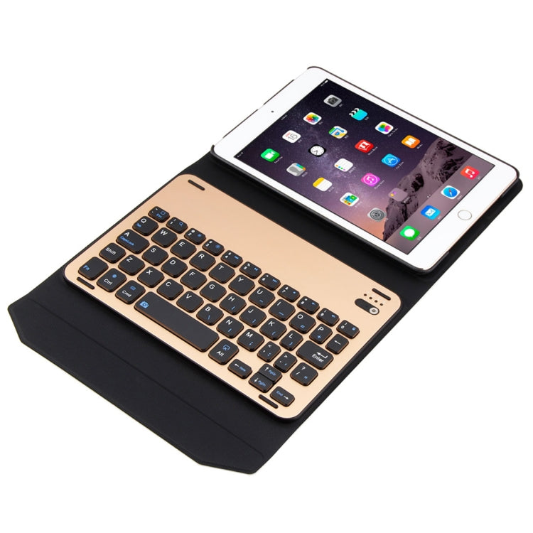 FT1008 For iPad mini 3 / 2 / 1 Lambskin Texture Detachable Aluminum Alloy Bluetooth Keyboard Leather Tablet Case with Stand Function
